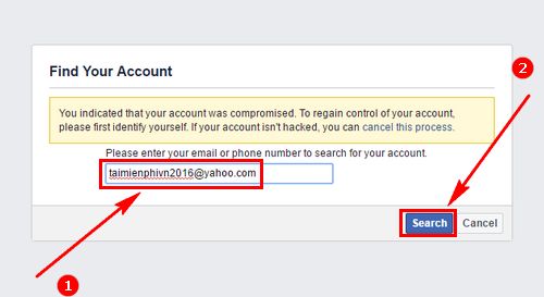 Yahoo mail không nhận được tin nhắn khôi khục Facebook 
