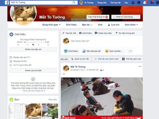 Cách tạo tiểu sử Facebook bằng nhạc bài hát 
